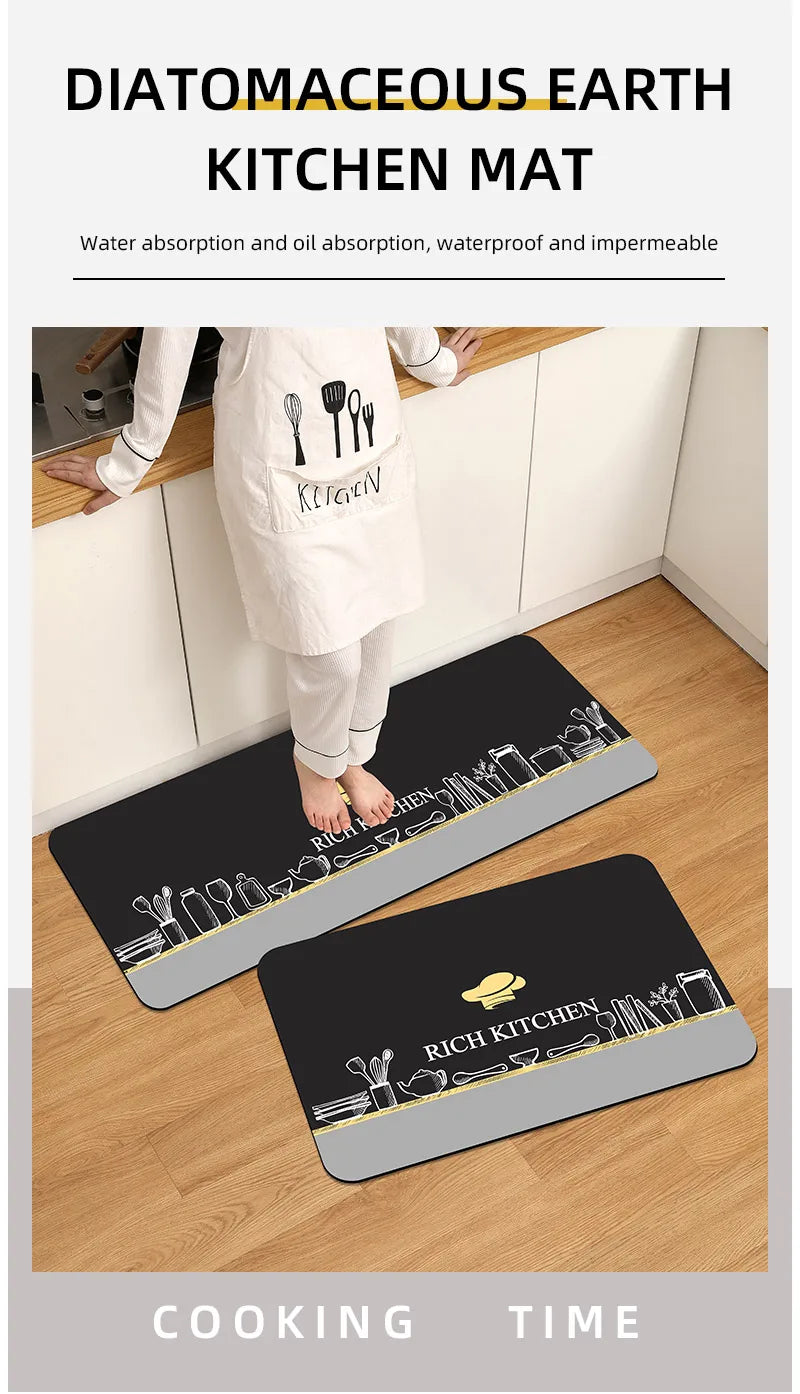 VIKAMA Diatomite Rugs Carpet For Bath Rugs For Kitchen Kitchen Floor Mat Rugs For Bathroom Diatomite Mat Kitchen Mat