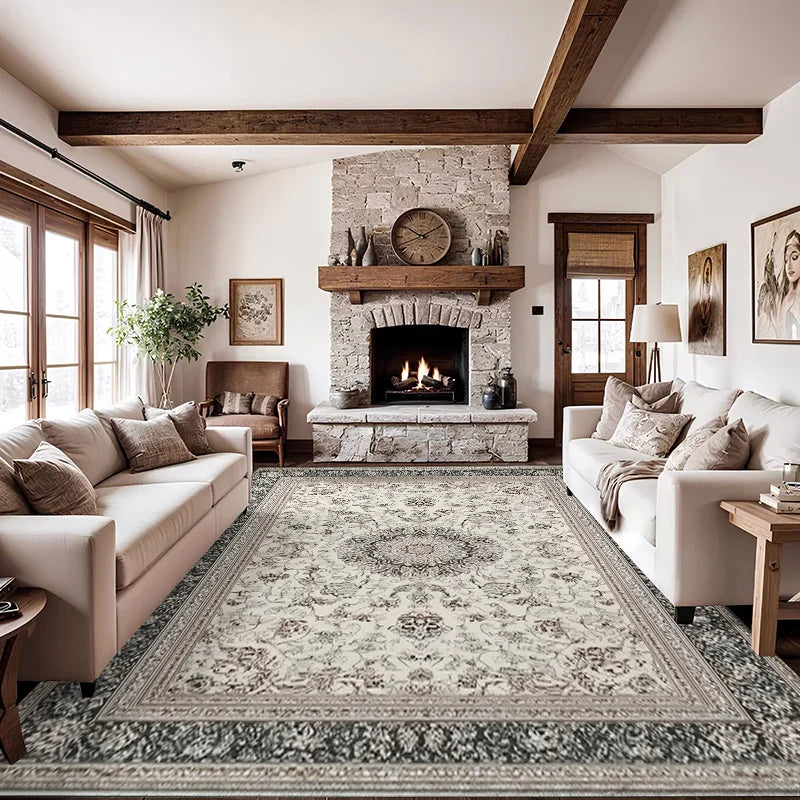 RAKKS Retro Style Rugs for Bedroom Large Area Living Room Decoration Anti-slip Carpet Washable Lounge Floor Mat Home Soft Rug