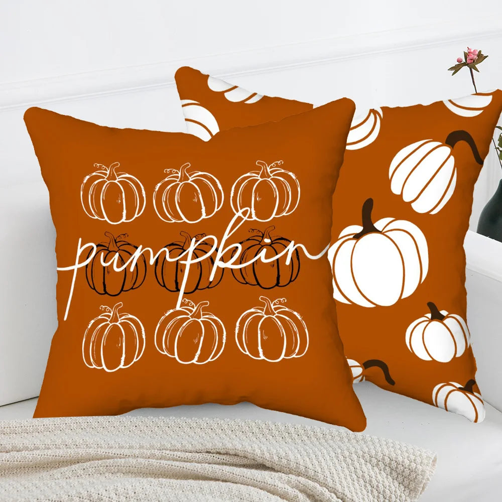 4-Pack Halloween Throw Pillow Covers 45X45cm Ghost Pumpkin Bat Pattern Ideal for Sofa, Bed, Car, Living Room Home Decor
