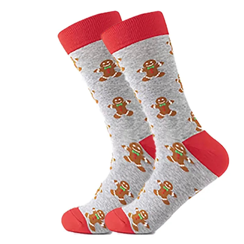 Men Women Socks Lover Christmas Halloween Celebrate Santa Elk Gift Party Biscuits Snow Happy Funny Tide Cotton Socks EU38-46