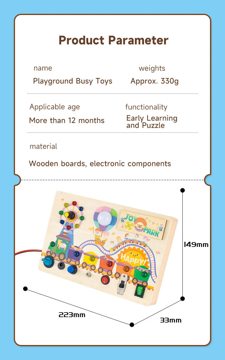 Montessori LED Busy Board Sensory Toys Children Early Education Colour Switch Cognize Toys Recognize Shapes  Objects Toys Gifts
