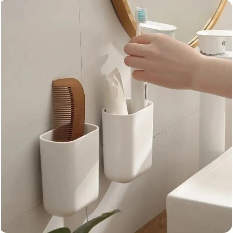 Bathroom waterproof wall-mounted toothbrush holder without punch Comb makeup brush plastic case household items