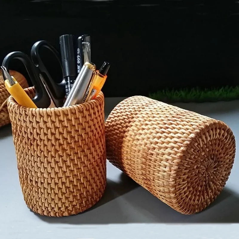 Household Rattan Organizer Chopsticks Shovel Spoons Dinner Knives Forks Tableware Storage Box Storage Baskets