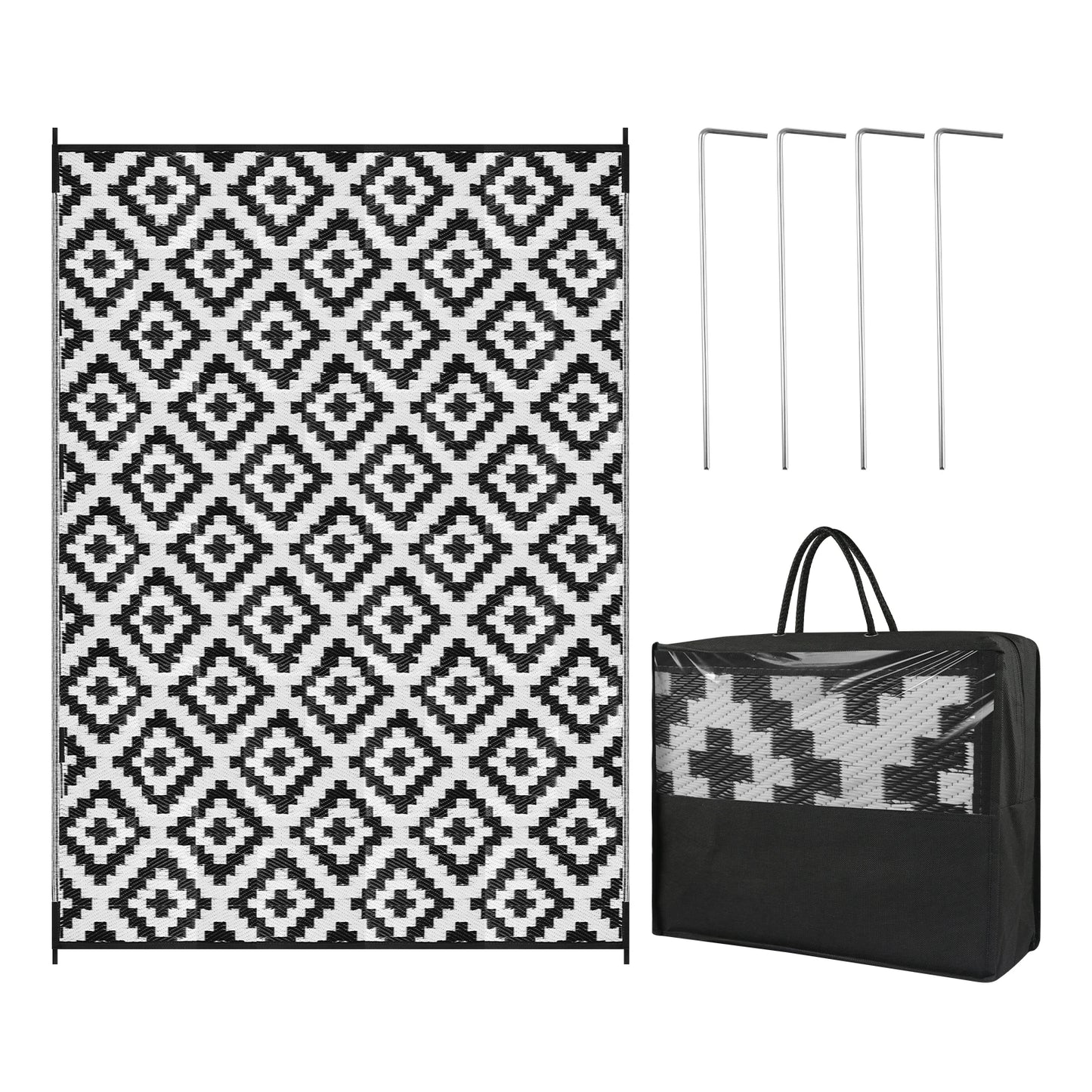 152x244CM Outdoor Rug for Patio Waterproof Anti-slip Plastic Straw Garden Mat Carpet UV Resistant Rugs for Camping Beach Picnic