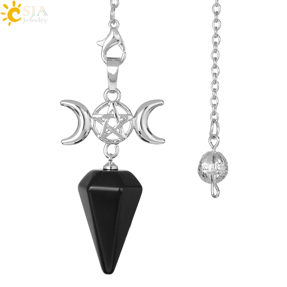 Healing Spiritual Crystal Pendulum Reiki Natural Stone Pendant Cone Penulum Pendulos for Dowsing Divination Healing Jewelry S962