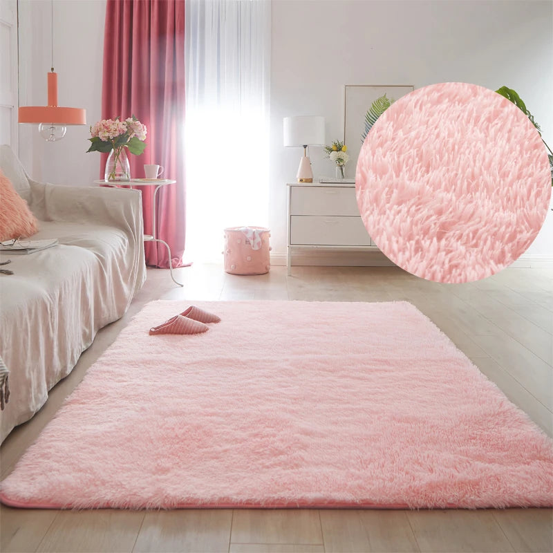 Nordic Furry Rug Bedroom Carpet Living  Room Modern Decoration Hairy Carpets Large Size Black Gray Pink Beige Non Slip Mat