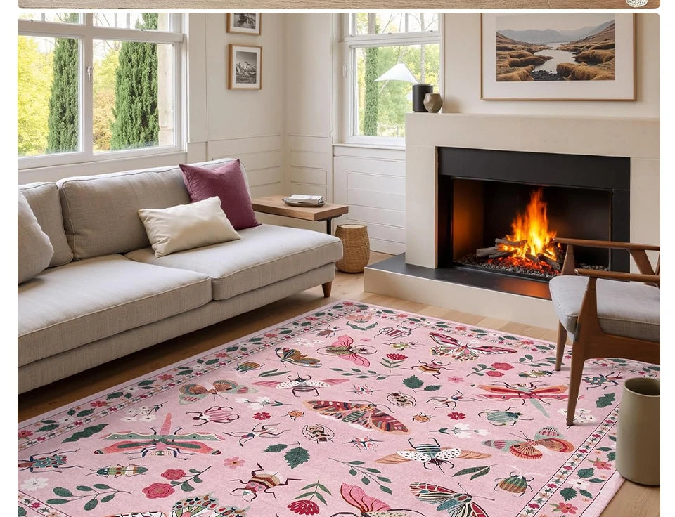 Rug for Living Room Carpet Large Size Bedroom Bedside Floor Mat Green Insect Carpets Tropical Rainforest Home Decoration Rugs