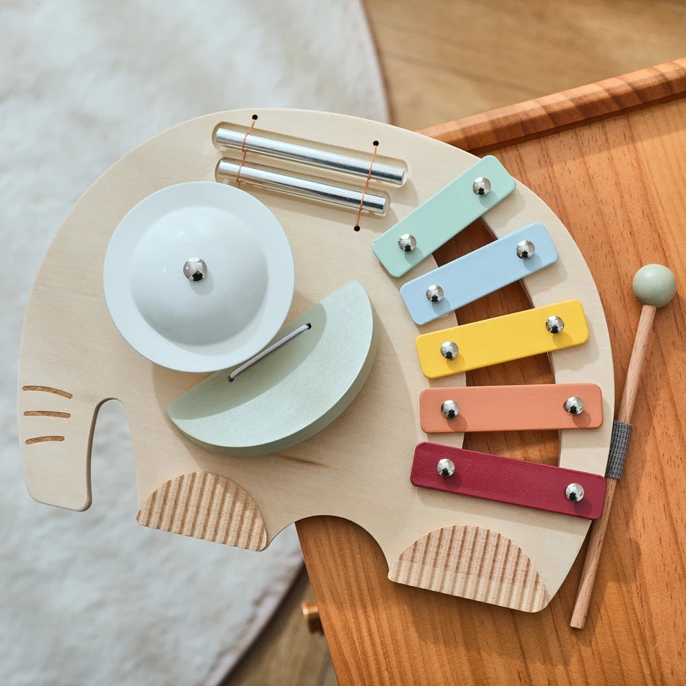 Baby Wooden Instruments Toys Educational Children's Musical Toys Elephant Xylophone Toys Newborn Birthday Gifts Music Table Toys