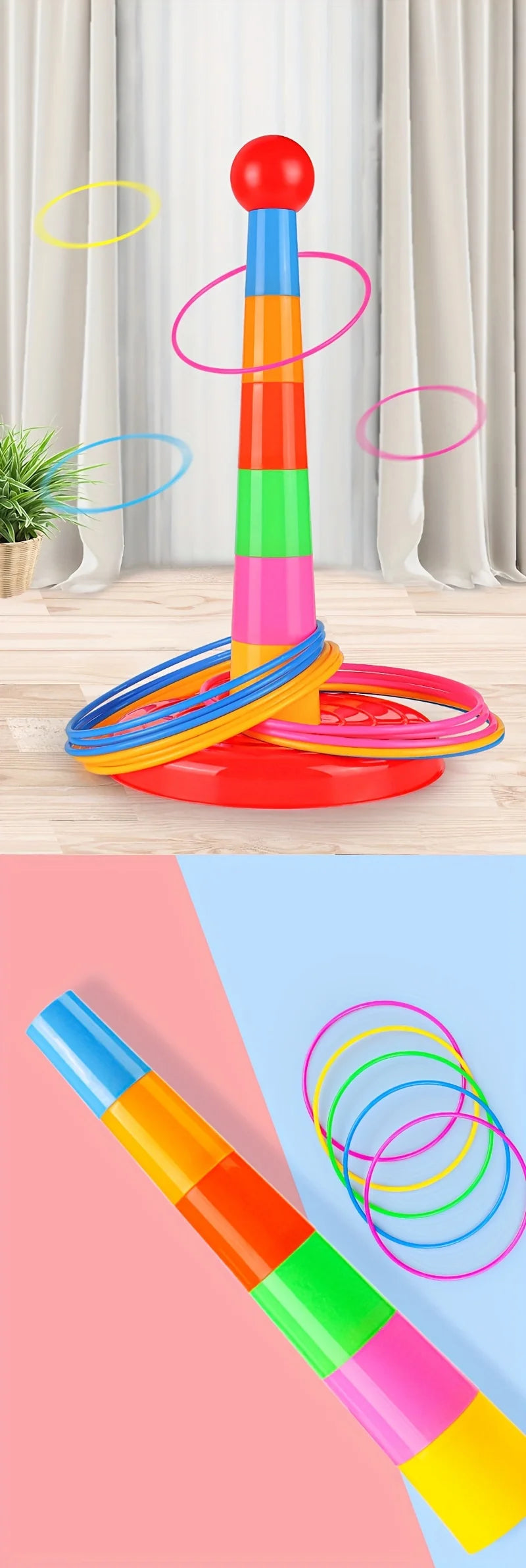 Children's game tower toys, parent-child interactive puzzle games with throwing rings, and indoor and outdoor leisure games