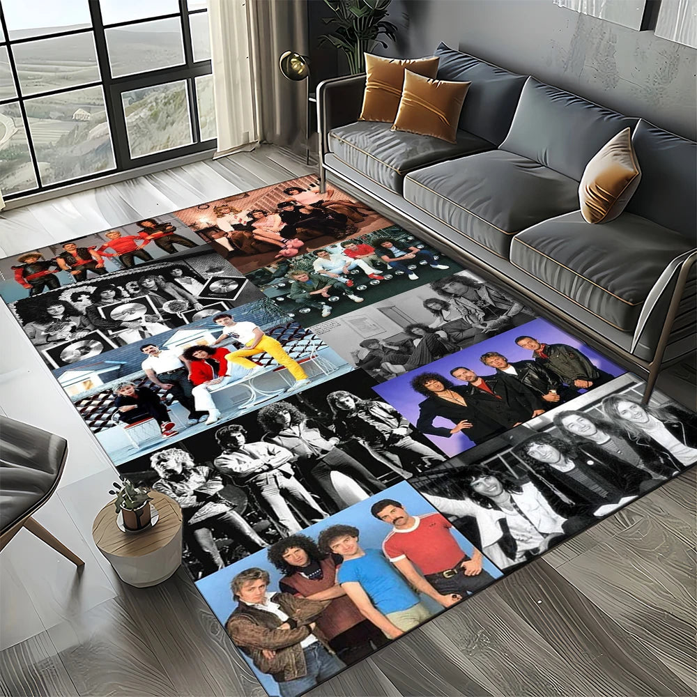 2025 Classics Queen-Rock-Band Freddie Carpet Rug for Living Room Bedroom Home Sofa Decoration,Kid Area Rug Non-slip Floor Mat