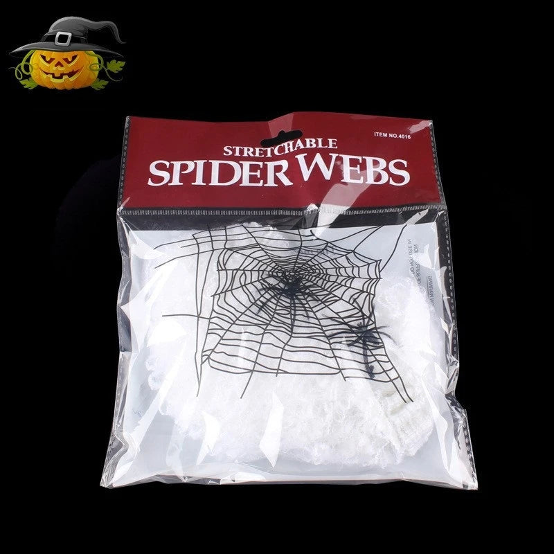 Spider Web Super Stretch Cobwebs with Fake Spiders Halloween Decorations Artificial Scary Party Scene Decor Horror House Props
