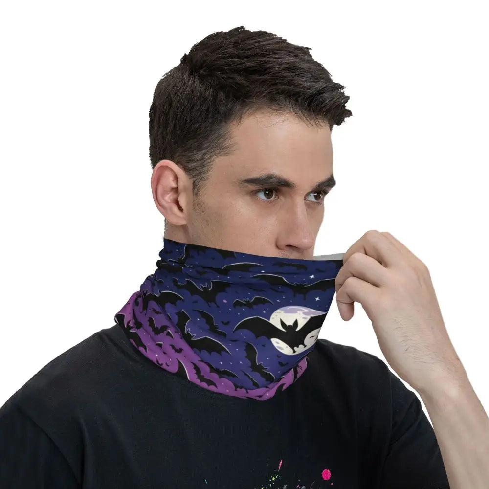 Custom Halloween Vampire Bats Winter Headband Neck Warmer Women Men Hiking Running Tube Scarf Face Bandana Gaiter
