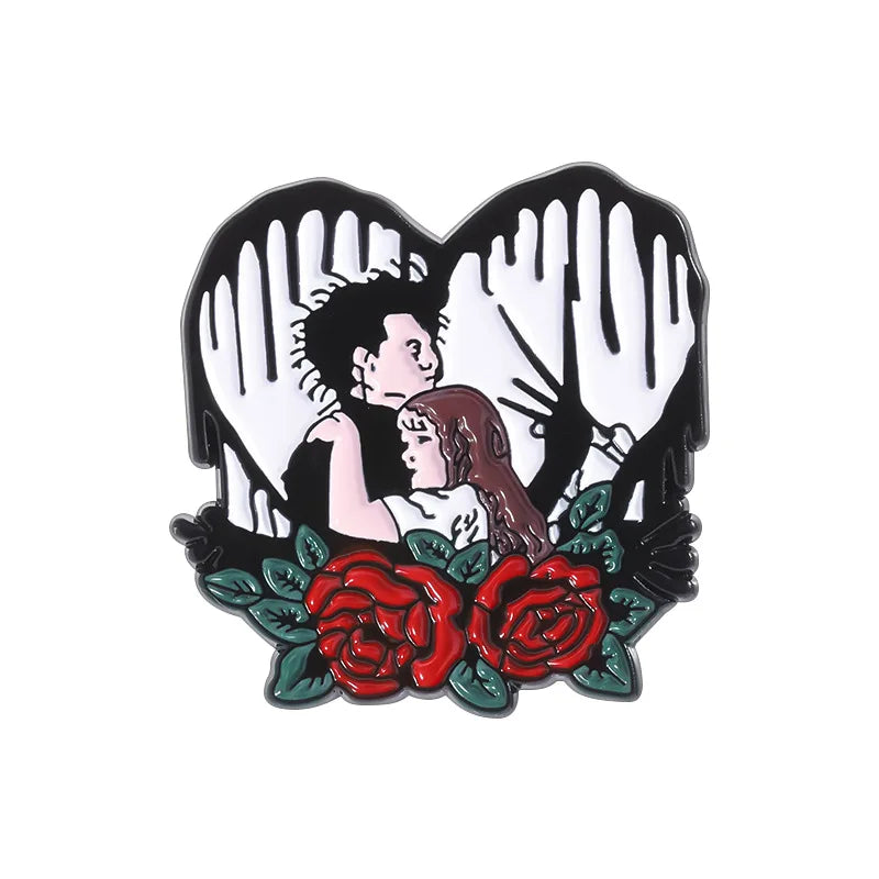 Anime Heart Rose Enamel Pins You Are Dreamy Cartoon Horror Mask Coffin Spider Lapel Badges Halloween Backpack Jewelry Gifts