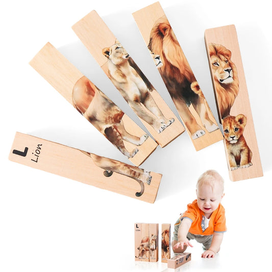 Wooden Block Baby Toys Wooden Children's Educational Toys Animal Matching Puzzle toddler Toys 3 Year Old Game Baby Games 2 Years