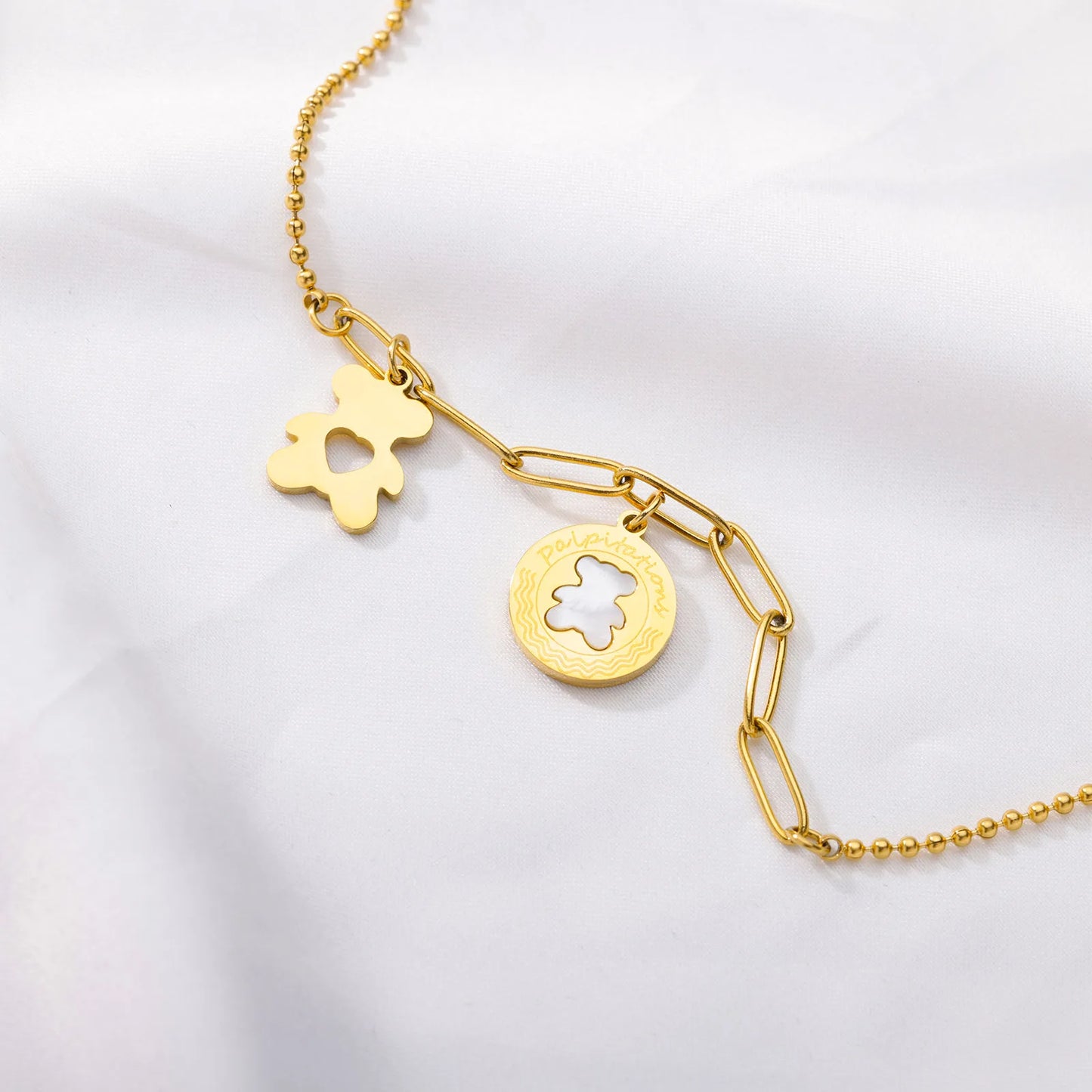 Teddy Bear Bracelet for Women Stainless Steel Italian Charm Bracelet femme Fashion Boho Summer Jewelry Gift pulseras mujer