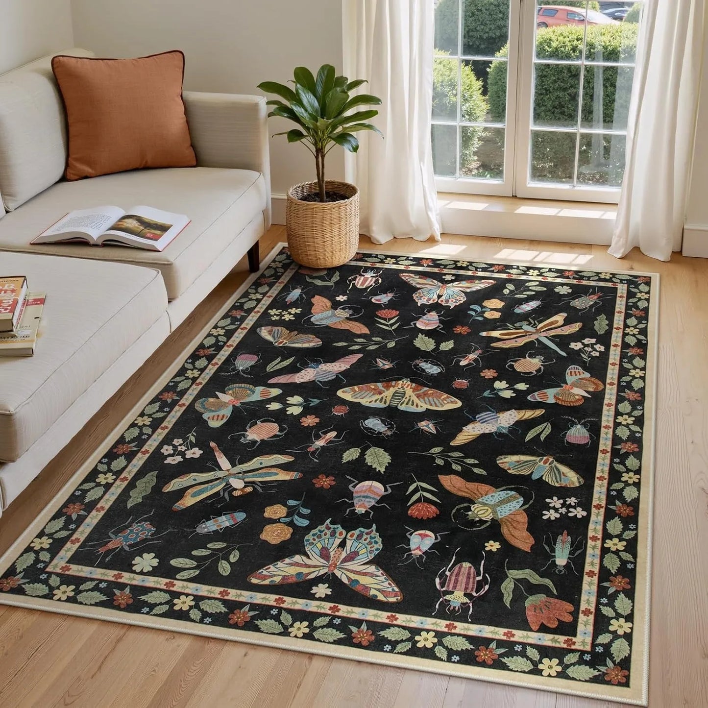 Rug for Living Room Carpet Large Size Bedroom Bedside Floor Mat Green Insect Carpets Tropical Rainforest Home Decoration Rugs