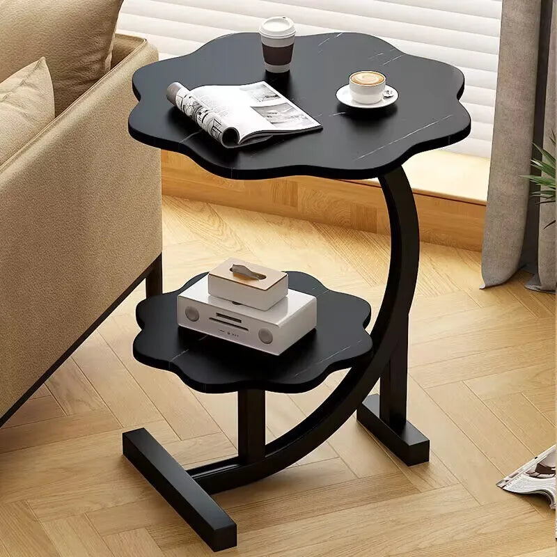 Household Mini Coffee Table Light Luxury Movable 2layer Sofa Side Table Bedside Storage Shelf Balcony Coffee Table Shelves