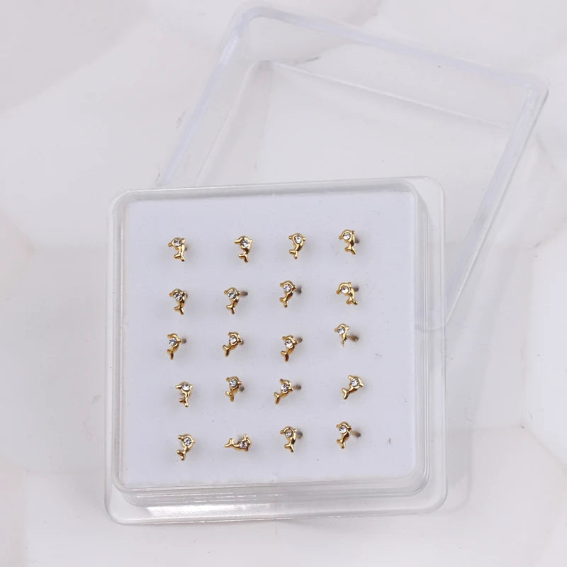 Karnoz 20Pcs/Pack Nose Stud Dragonfly Design Women Girls Nose Piercing Jewelry Piercing Nostril Piercing Jewelry Body Piercing