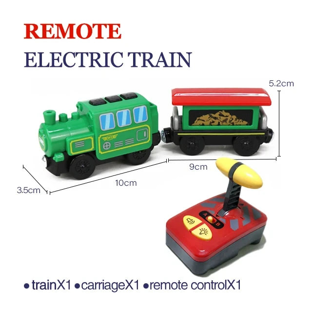 Toy Cars For Boys Remote Control Kids Electric Train Toy Set Compatible With Wooden Track Railway Children's Toys Gifts W01