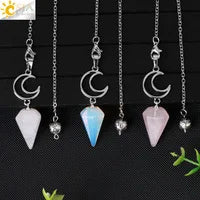 Healing Spiritual Crystal Pendulum Reiki Natural Stone Pendant Cone Penulum Pendulos for Dowsing Divination Healing Jewelry S962