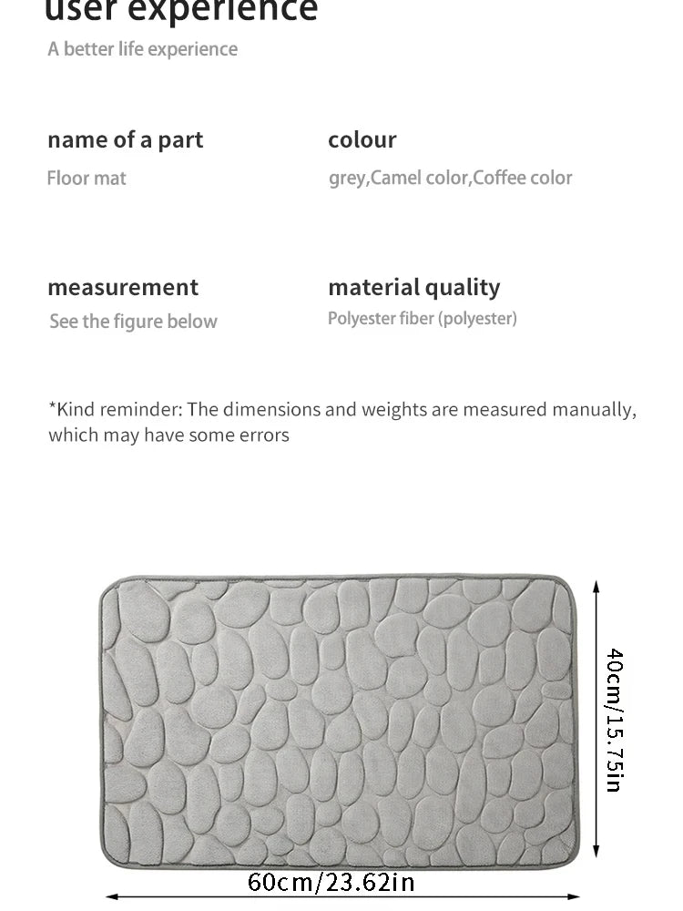 Pebble embossed bath blanket, memory foam absorbent floor mat, bathroom floor mat, anti-skid door blanket, indoor floor mat