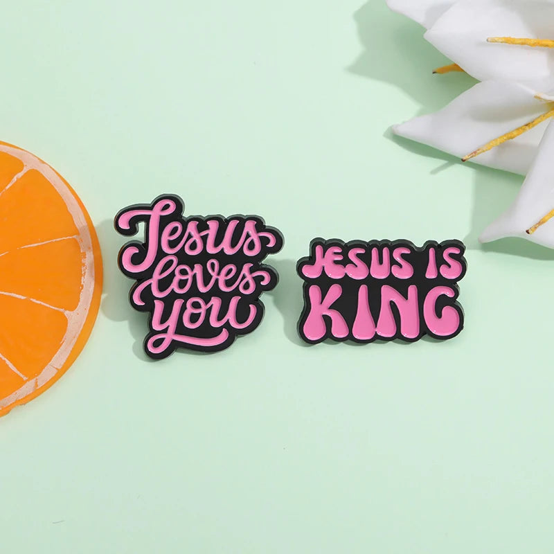 Text Love Like Jesus Enamel Pin Custom Easter Cross Believer Halloween Jewelry Lapel Clothes Backpack Shirt Gift For Fans Friend