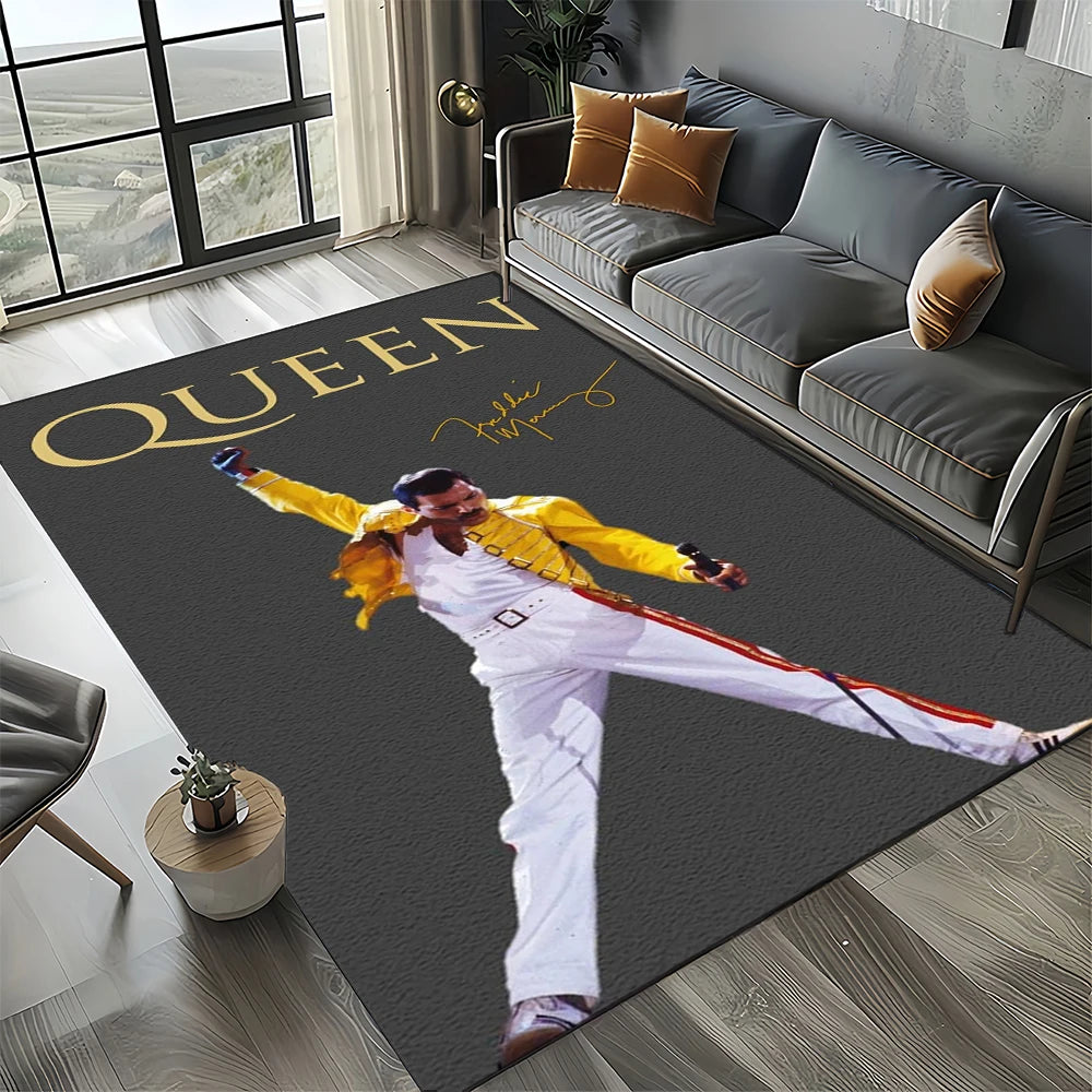 2025 Classics Queen-Rock-Band Freddie Carpet Rug for Living Room Bedroom Home Sofa Decoration,Kid Area Rug Non-slip Floor Mat