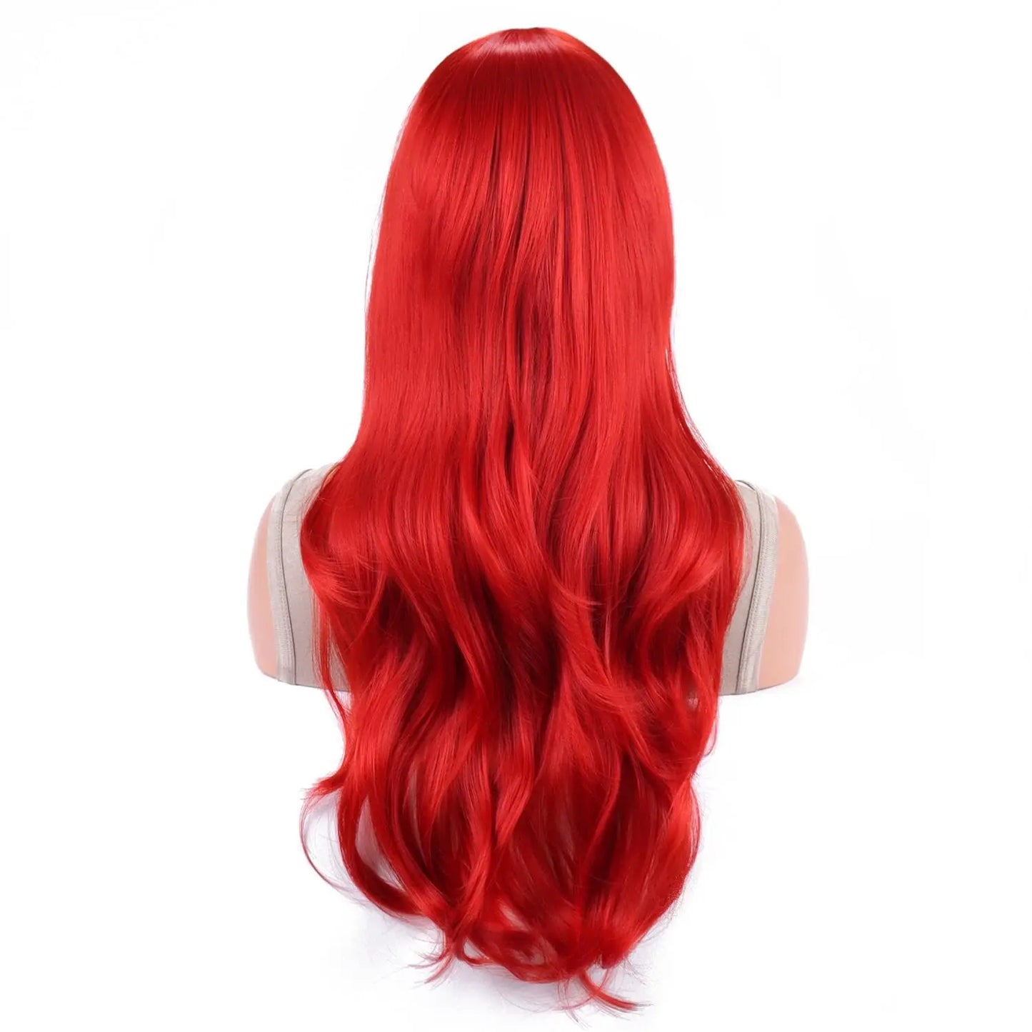 Probeauty Synthetic Mermaid Wig Long Red Curly Body Wave Wig Halloween Cosplay Costume Wig for Women Fashion Wig for for Daily P