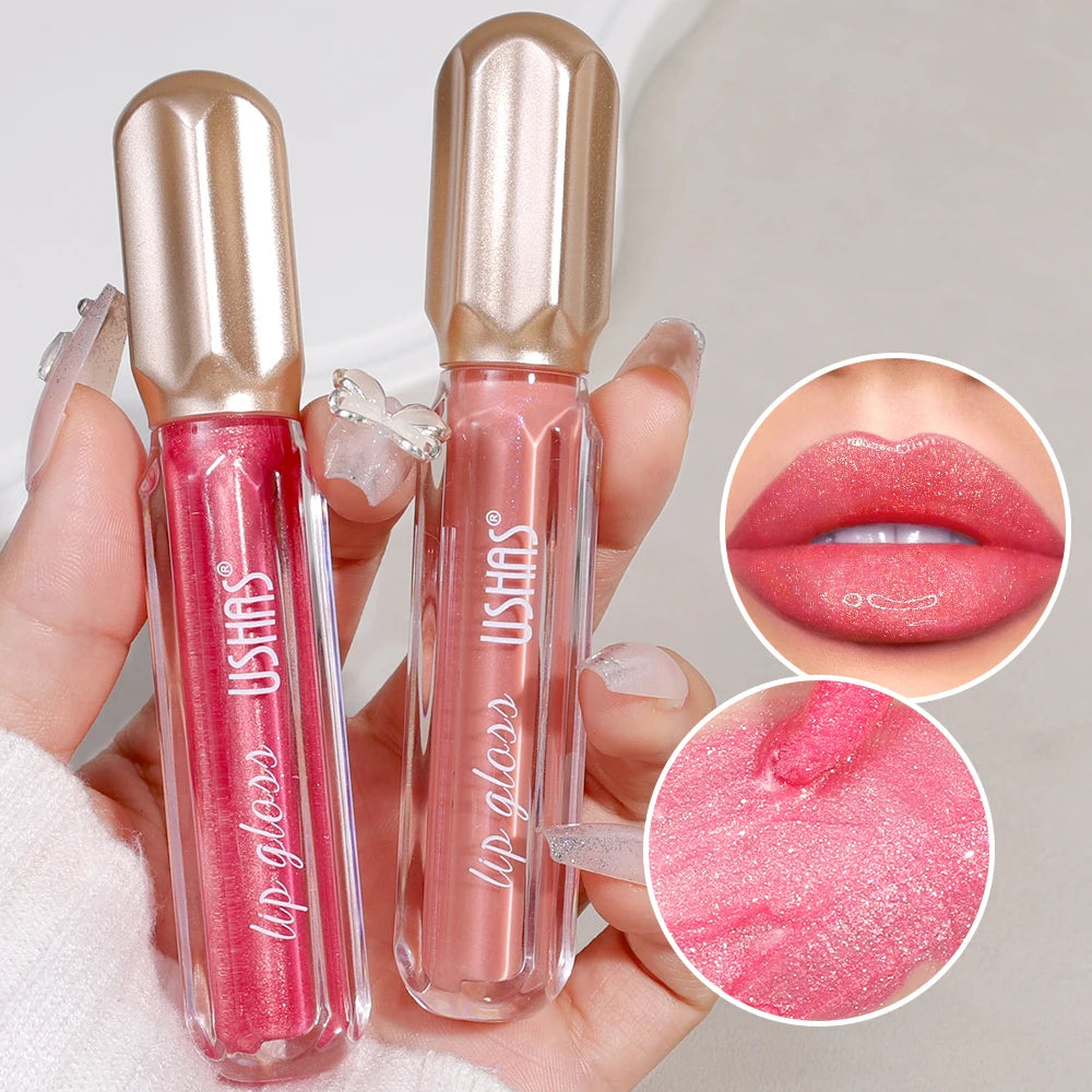 Glitter Pearlescent Lip Gloss Moisturizing Lasting Non-Stick Cup Sexy Shimmer Shine Red Liquid Lipsticks Women Makeup Cosmetics