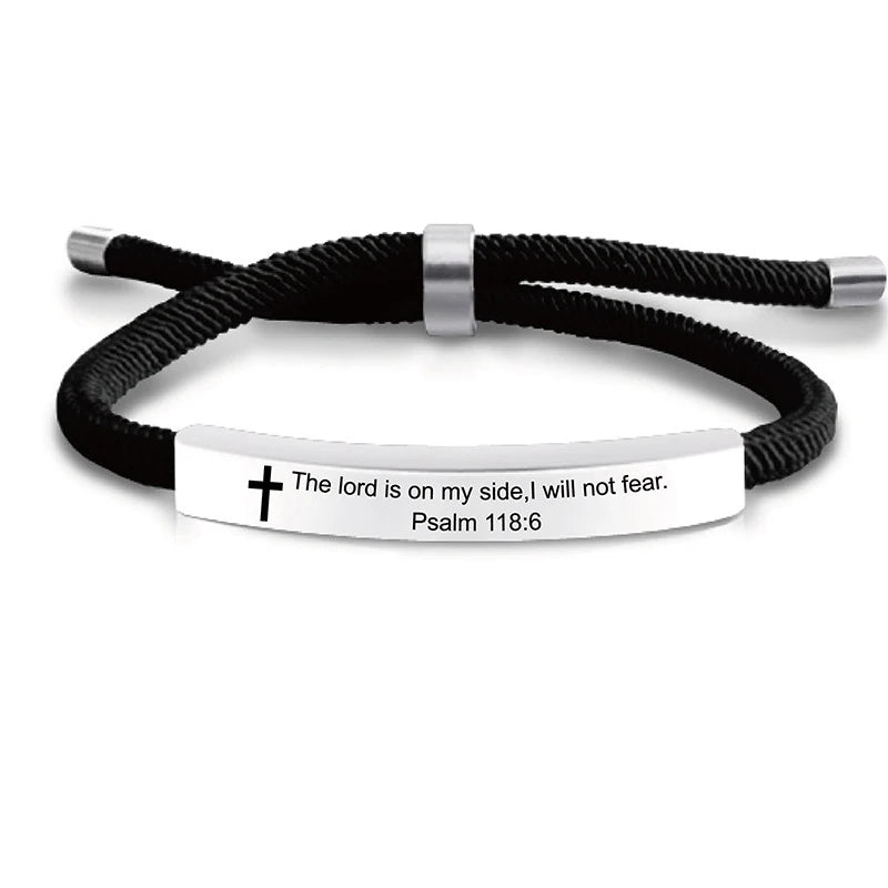 Cross Jesus Scripture Quote Bracelet Christian Bible Verse Stainless Steel Bracelets Silicone Wristband