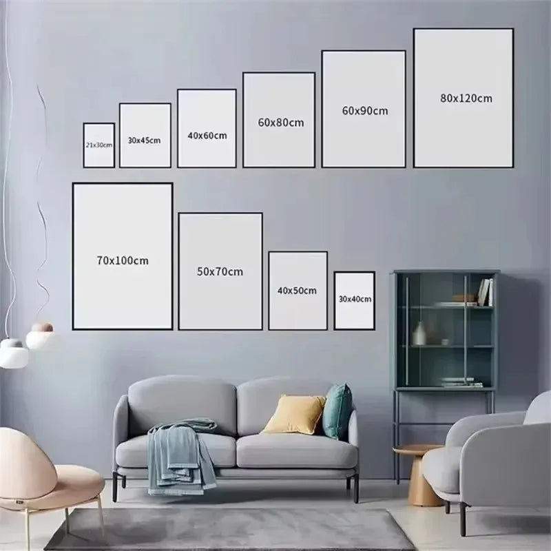 Yellow Flock of Birds Wall Cavans Art, Orange Sun Art Print, Japandi Wall Art, Abstract Landscape, Living Room Decor, Wall Art