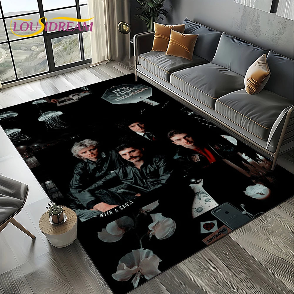 2025 Classics Queen-Rock-Band Freddie Carpet Rug for Living Room Bedroom Home Sofa Decoration,Kid Area Rug Non-slip Floor Mat