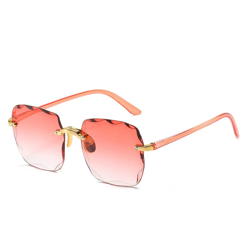 2023 New Rimless Women's Sunglasses Fashion Gradient Lenses Sun glasses Lady Vintage Alloy Legs Classic Designer Shades UV400