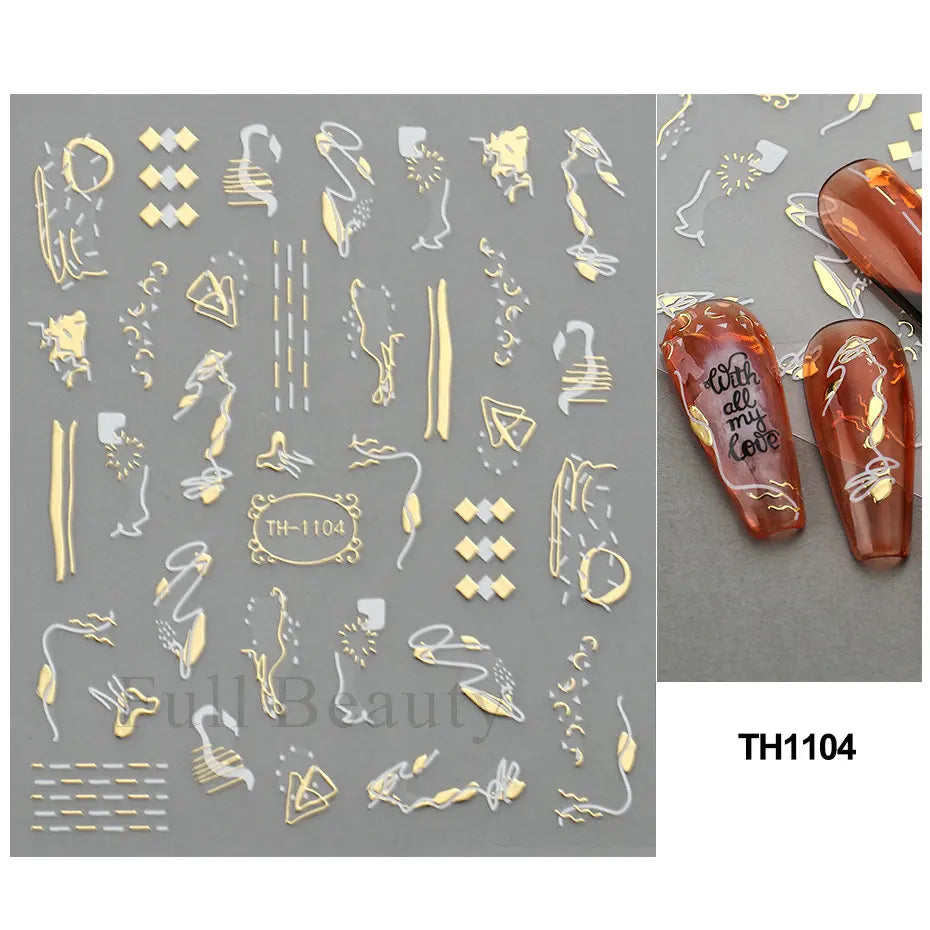 Nail Stickers Halloween Series Bat Skull Bone Ghost Pumpkin Pattern 3D Self Adhesive Decals For Nails Manicure Decoration LATH