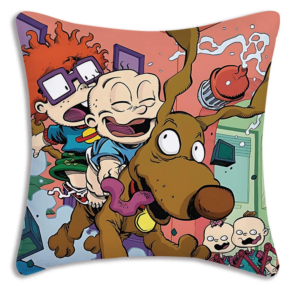 Cartoon Funny R-Rugrats Pillow Covers Cartoon Sofa Decorative Home Double-sided Printing Short Plush Cute Cushion Cover