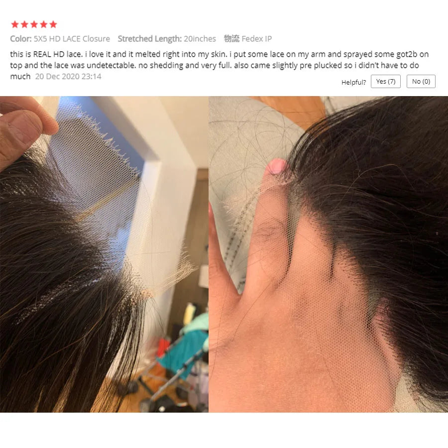 Real HD Lace Frontal Only Full 13x6 13x4 Invisible Melt Skins Lace 5x5 6x6 7x7 HD Lace Closure Human Hair Body Wave & Straight