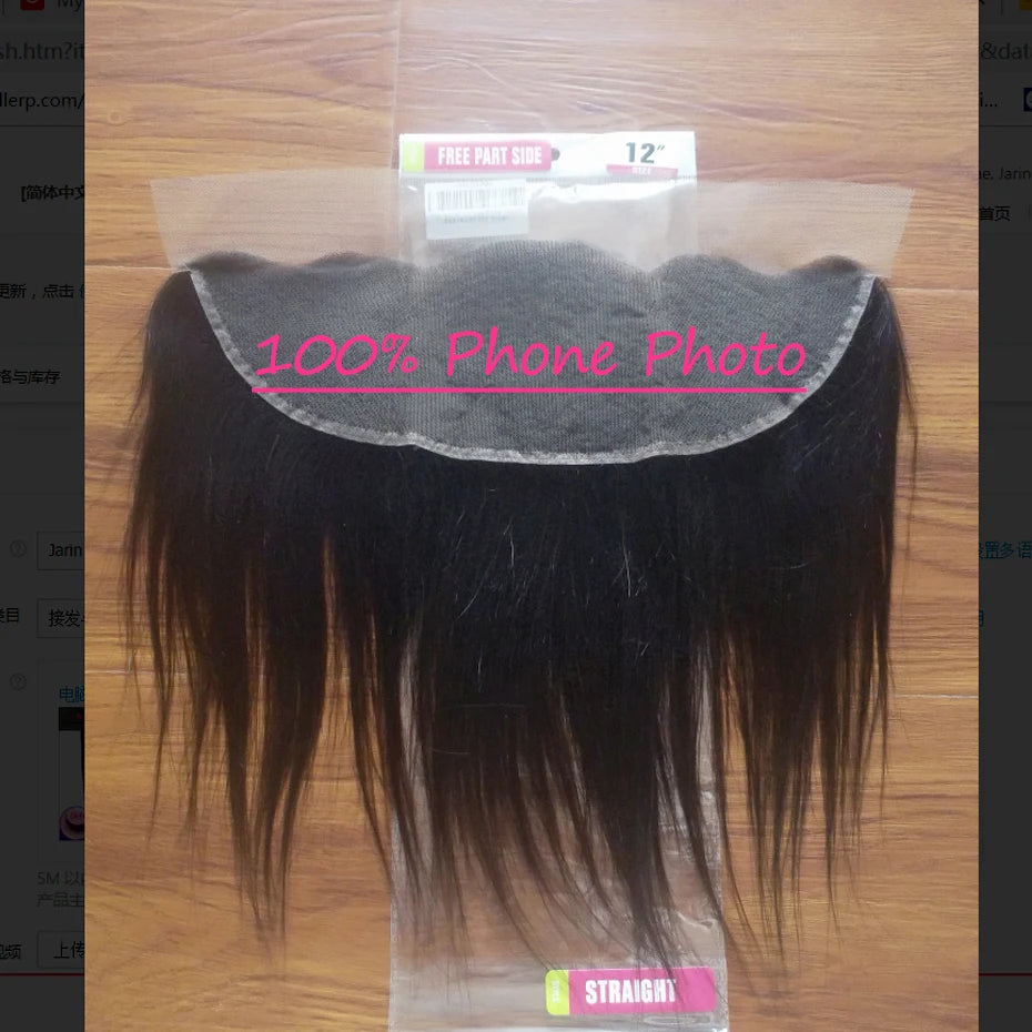 Lace Frontal Closure 13x4 Transparent Indian Human Hair Free Part Frontal Remy Hair Pre Plucked with Baby Hair Jarin Free Ship