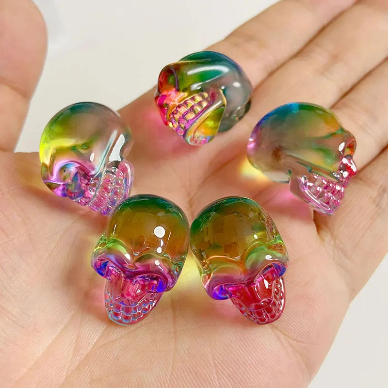 Crystal Skull Glass Carving Jewelry Quartz For Home Decoration Healing Crystals Skull Ornament Reiki Witchcraft Gifts Figurine