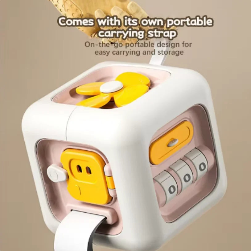 6 in 1 Montessori Educational Toys Sensory Busy Board Baby Practice Skills Drawer Cube Fidget Educational Toys for Girl Boy