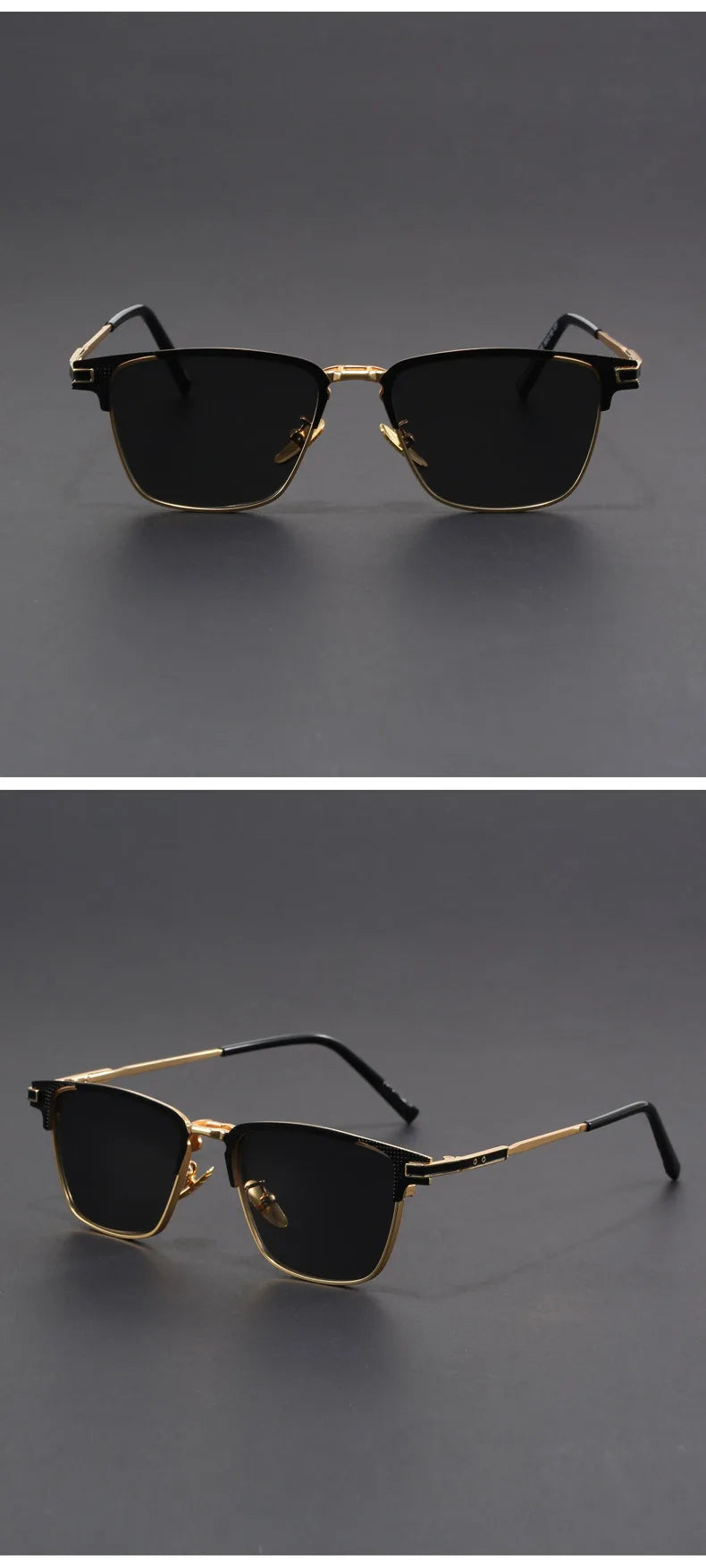 New Titanium Metal Square Sunglasses Half Frame Polarized Sunglasses Man Woman Luxury Brand Designer Sun Glasses Male Retro Rive