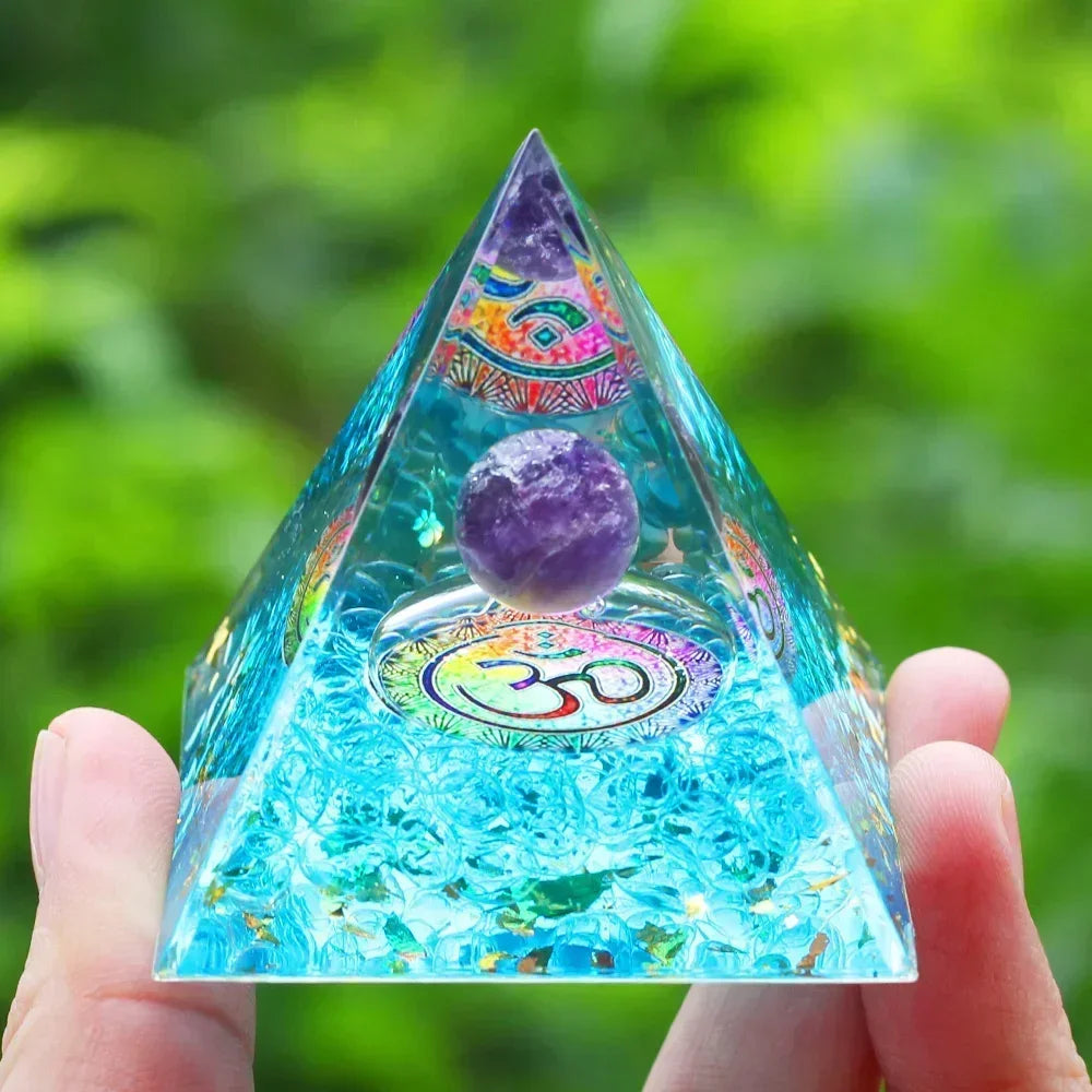 Crystals Stone Orgone Pyramid Energy Generator Natural Amethyst Peridot Reiki Chakra Meditation Tool Room Decor Christmas Gifts