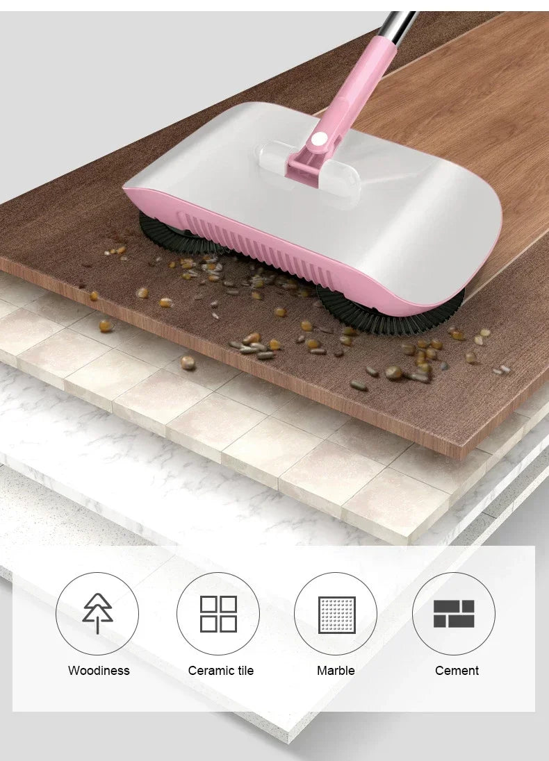 Household Cleaning Essentials - Push Broom and Mop Combo, Walk-Behind Sweeper Household Cleaning Home 2-in-1 Sweeper