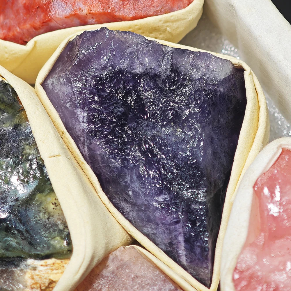 Raw Stone Crystal Set 1.6-2.4" Natural Rock Minerals Specimens Collection Decorative Amethyst Aroma Diffuser Stone