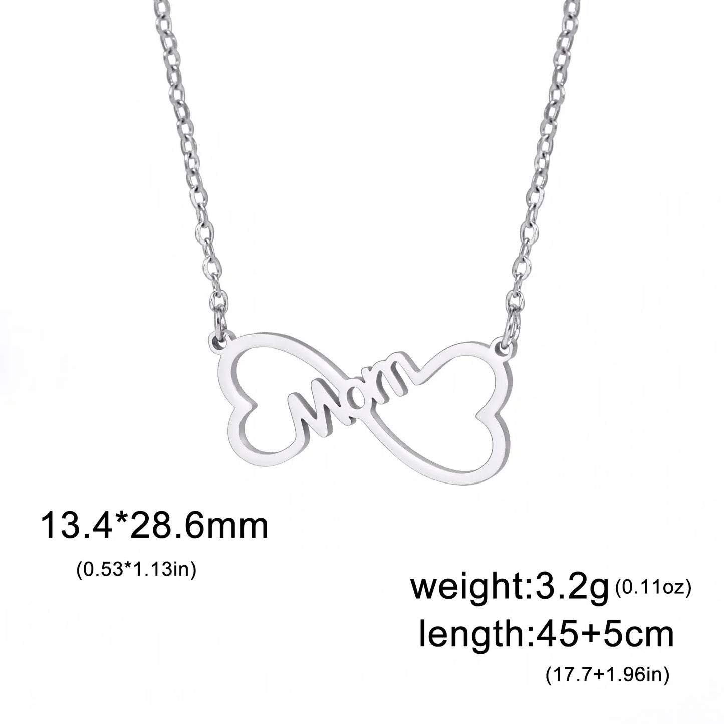 Skyrim Mama Letter Pendant Necklace for Women Stainless Steel Neck Chain Choker Trendy Family Jewelry Mother's Day Gift for Mom