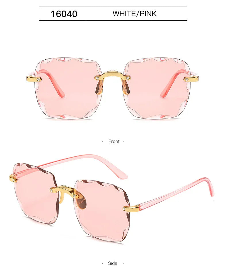 2023 New Rimless Women's Sunglasses Fashion Gradient Lenses Sun glasses Lady Vintage Alloy Legs Classic Designer Shades UV400