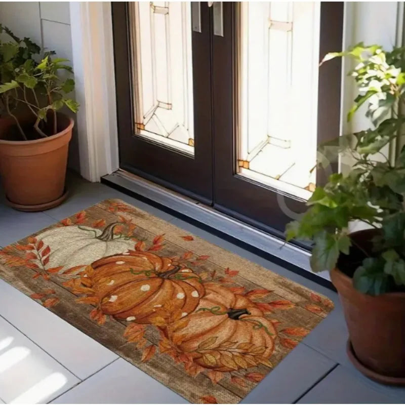 Halloween Pumpkin with Terrifying Face Door Mat Front Door Entrance Inch Welcome Mat for Garden Terrace Home Porch Decoration