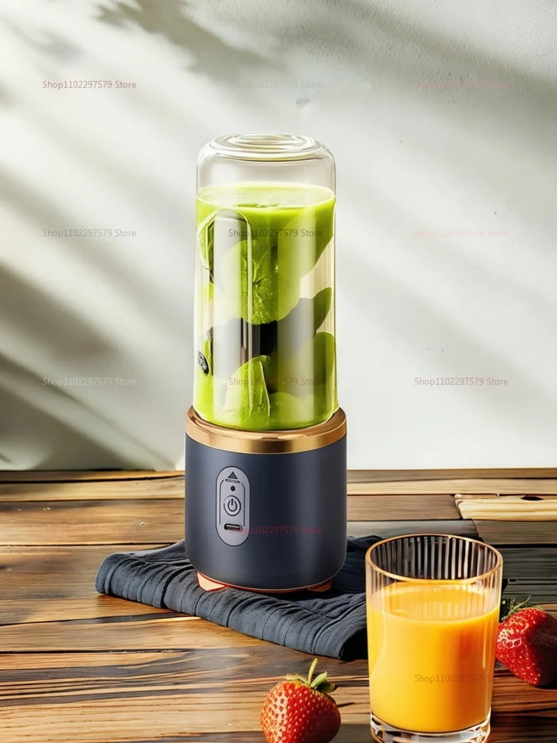 Multifunction Double Cup Juicer 400ml USB Rechargeable Portable Electric Juicer 6 Blade Fruit Blender for  Home Kitchen Tool