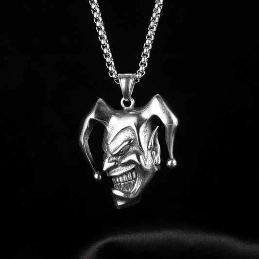 Silver Color Joker Pendant Necklace For Women Men Vintage Fashion Stainless Steel Chain Hip Hop Rock Neck Jewelry Boy Gifts