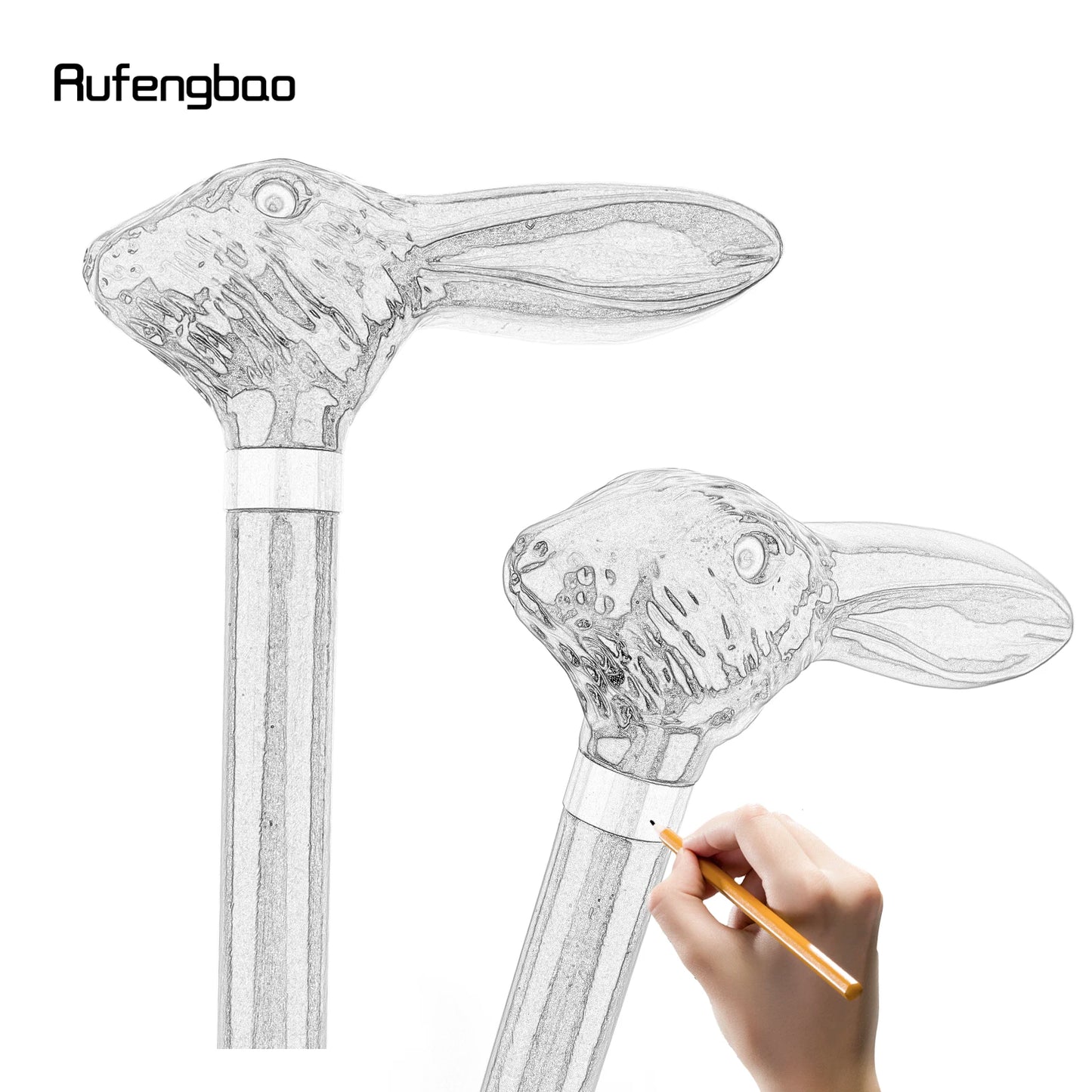 Rabbit Wooden Single Joint Fashion Walking Stick Decorative Vampire Cospaly Party Walking Cane Halloween Mace Wand Crosier 93cm