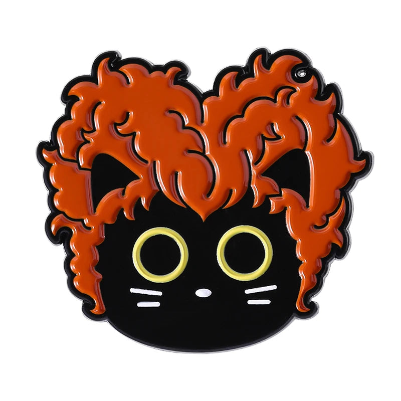 Funny Witch Black Cat Enamel Pins Family Comedy Film Movies Witch Sisters Brooch Lapel Badge Halloween Jewelry Gifts for Friends